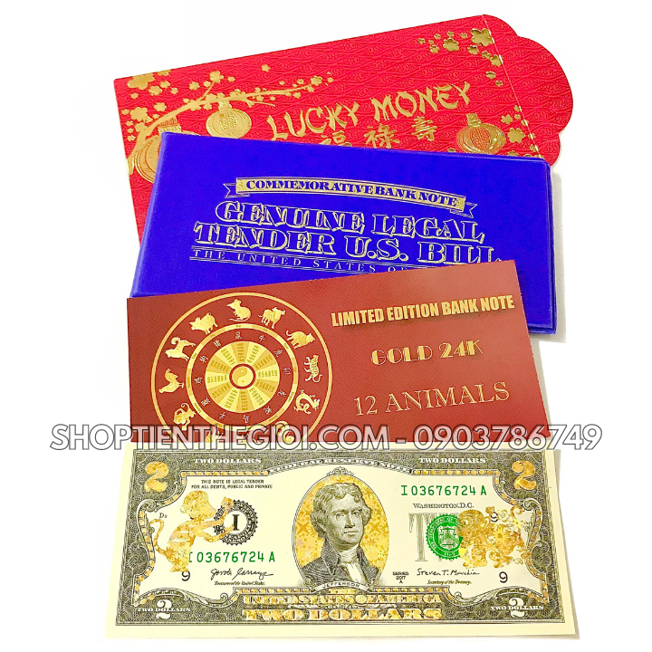 Tiền 2 USD in hình Con Khỉ 3D nhũ vàng